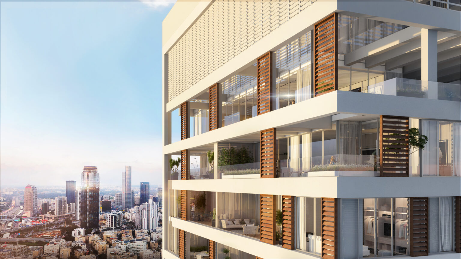 תוצרת הארץ east& - הדמיית חוץ של בניין וברקע בניניים נוספים